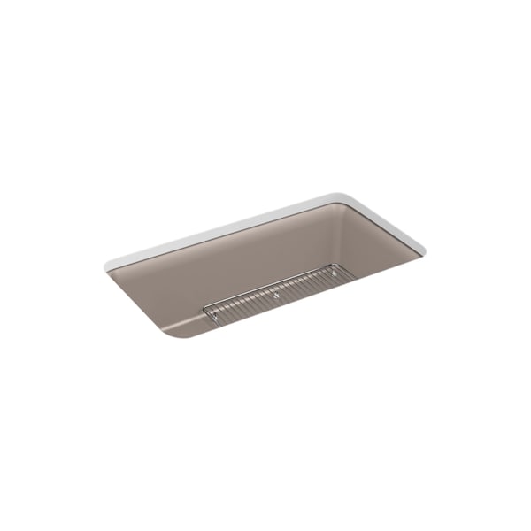 33-1/2x18-5/16x10-1/8 Neoroc Undermnt Sgl-Bowl Kitchen Sink W/ Rack